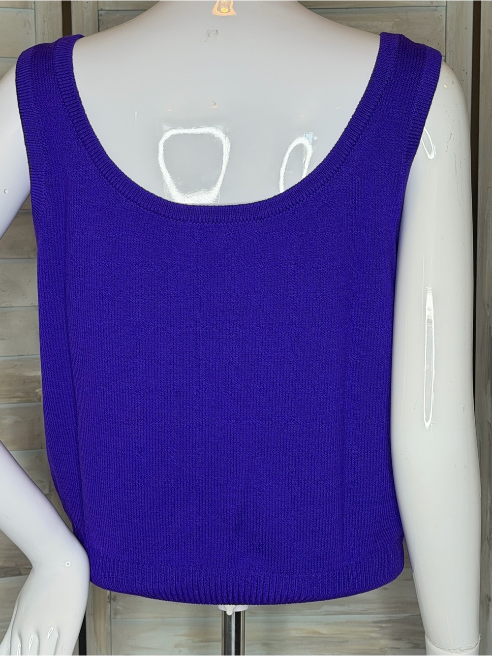 St. John by Marie Gray blue purple Santana knit sleeveless tank top shell Small - Picture 2 of 5